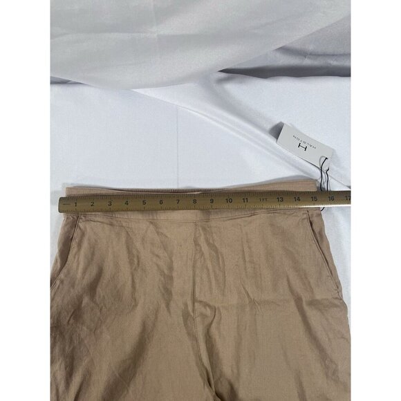 Halston Pants Womens Medium Tan Pull On Linen Blend Stretch Lightweight Comfort - Picture 4 of 5